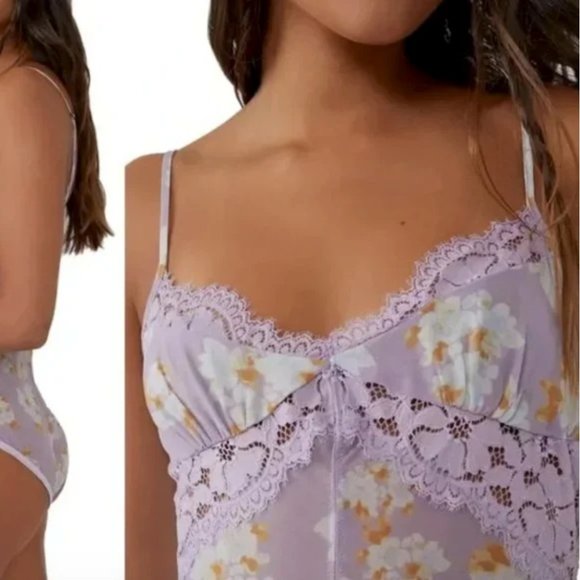 NWT Free People Monday Morning Bodysuit in Lilac Combo - Picture 3 of 11